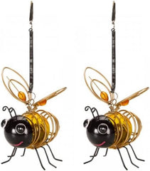 Hanging Solar-Powered Bumble Bee Lights - Warm White Decorative Garden Lanterns (2-Pack)