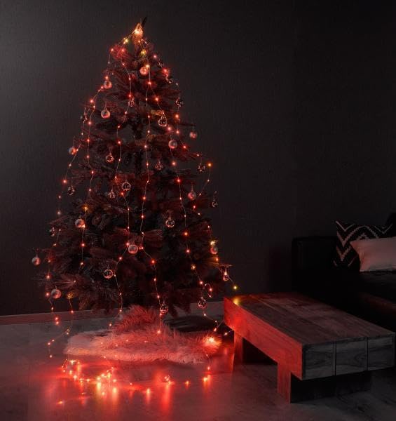 Red LED String Lights 10M with 100 LEDs, Battery Operated Waterproof Copper Wire Fairy Lights for Indoor and Outdoor Decoration