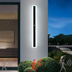 Outdoor Garden Wall Light with Motion Sensor Wall Lamp Indoor Black LED Long Wall Sconce Exterior IP67 Waterproof Modern Warm White Light Outside Porch Balcony Garage (120CM,Warm Light)