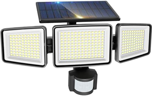 2 Pack Solar Security Lights, 302 LED, IP65 Waterproof, Motion Sensor, Solar Flood Lights for Garage, Front Door, and Yard