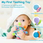 Sensory Montessori Baby Toy Rattle Teether Shaker for Infants 0–12 Months (Blue)