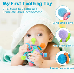 Sensory Montessori Baby Toy Rattle Teether Shaker for Infants 0–12 Months (Blue)