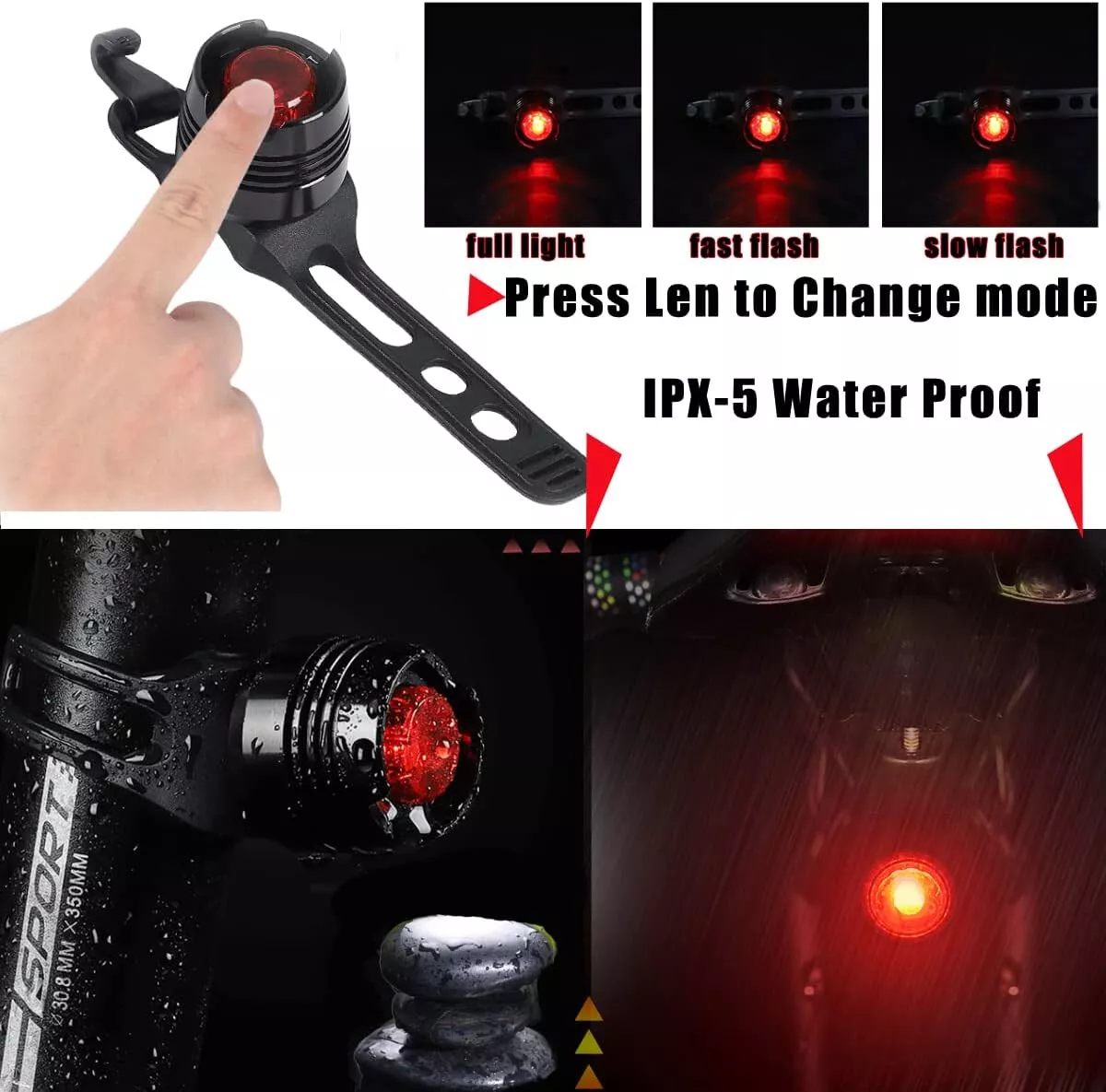 LED Mountain Bike Lights Rechargeable 50000LM Bicycle Torch Front &Rear Lamp Set