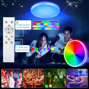 RGB LED Ceiling Light Dimmable with Remote Control, 24W/3000LM – Adjustable Color Temperature and RGB Lighting, Ideal for Bedroom, Bathroom, Living Room & Kitchen