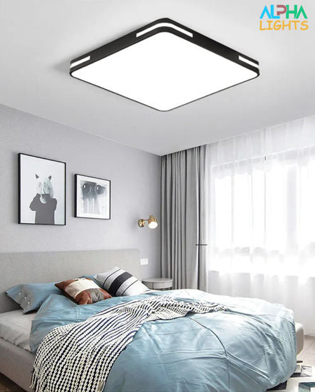 36W LED Flush Mount Ceiling Light, 6500K Cool White, 3600lm, 40cm Round Black Frame Light for Bedroom, Bathroom, Living Room
