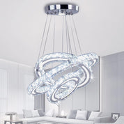 Modern Adjustable 2-Ring LED Crystal Chandelier with Remote