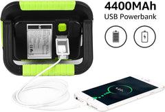 4400mAh USB power bank with a smartphone being charged, on a white background.