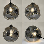 Vintage Smoked Glass Pendant Light with Irregular Shade – Ceiling Hanging Lamp for Home, Pub & Diner