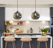 Vintage Smoked Glass Pendant Light with Irregular Shade – Ceiling Hanging Lamp for Home, Pub & Diner