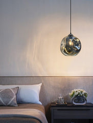 Vintage Smoked Glass Pendant Light with Irregular Shade – Ceiling Hanging Lamp for Home, Pub & Diner