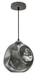 Vintage Smoked Glass Pendant Light with Irregular Shade – Ceiling Hanging Lamp for Home, Pub & Diner