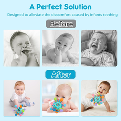 Sensory Montessori Baby Toy Rattle Teether Shaker for Infants 0–12 Months (Blue)