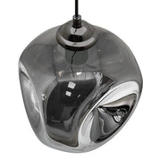 Vintage Smoked Glass Pendant Light with Irregular Shade – Ceiling Hanging Lamp for Home, Pub & Diner