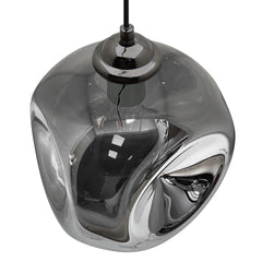 Vintage Smoked Glass Pendant Light with Irregular Shade – Ceiling Hanging Lamp for Home, Pub & Diner