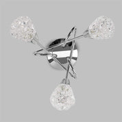 3 Way Chrome Ceiling Light with Diamond Glass Shades – Modern Pendant Fixture