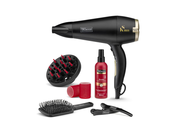 Keratin Hair Dryer & Diffuser Set – 2200W, Heat Protection, Paddle Brush, Black