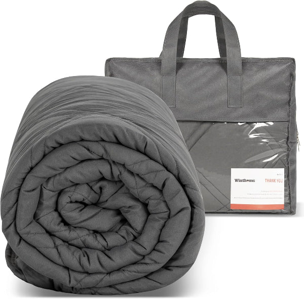 Winthome 8kg Weighted Blanket – Grey Double/Queen Size, Stress & Anxiety Relief, 150x200cm
