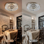 Antique Silver Crystal Semi Flush Mount Chandelier – 4-Light LED Ceiling Fixture