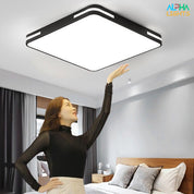 36W LED Flush Mount Ceiling Light, 6500K Cool White, 3600lm, 40cm Round Black Frame Light for Bedroom, Bathroom, Living Room