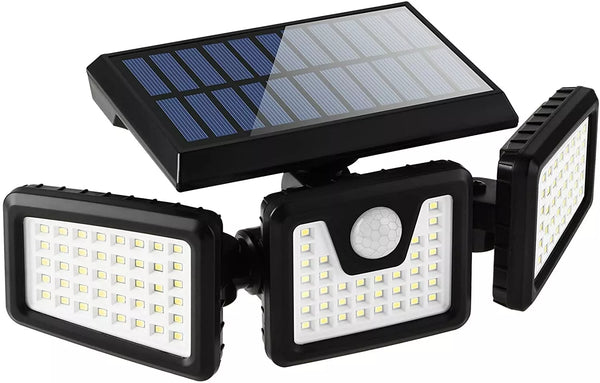 Upgraded Solar Lights Outdoor 3 Heads - 74 Solar Powered Wall Lights, 360° Rotatable, IP65 Waterproof