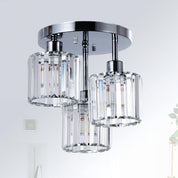 Modern 3-Light Crystal Ceiling Light – Chrome Semi Flush Mount Fixture