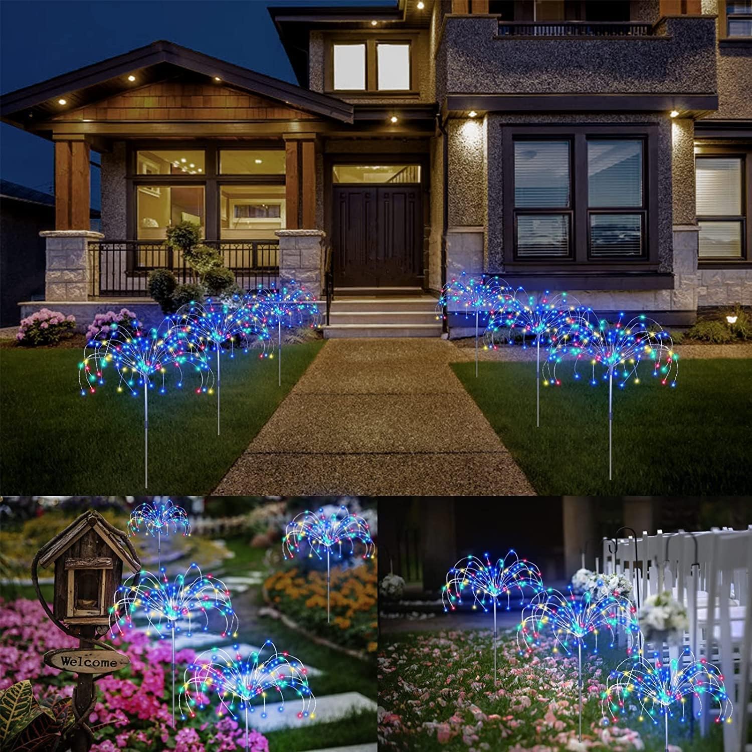 Solar Fireworks Lights Outdoor – 4 Pack, 420 LED, 8 Modes, Waterproof