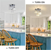 Modern 3-Light Crystal Ceiling Light – Chrome Semi Flush Mount Fixture