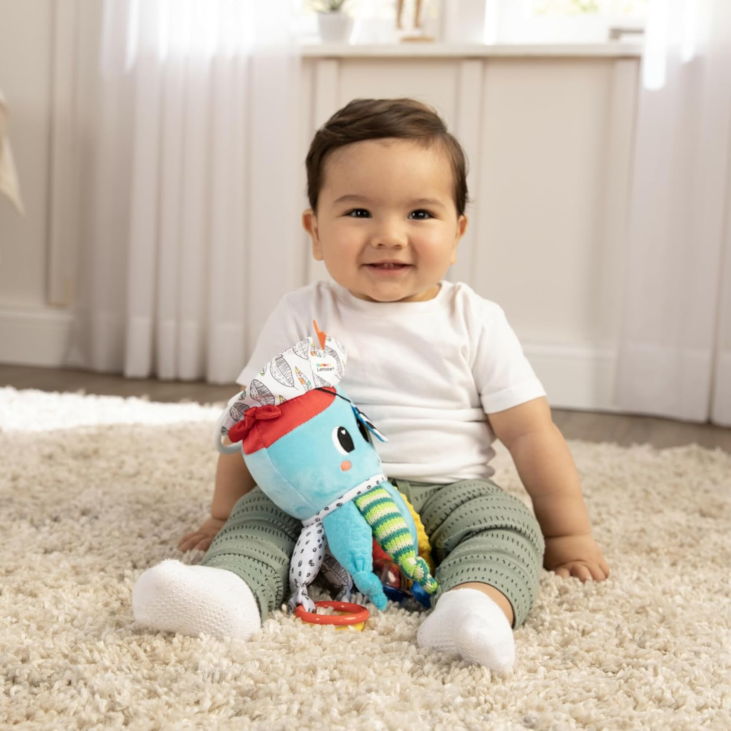 LAMAZE Captain Calamari Clip & Go – Sensory Plush Pram Toy for Newborns, Boys & Girls 0–6 Months