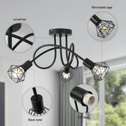Retro Industrial Ceiling Light – E14 Base 3-Light Chandelier for Dining Room & Hallway (Bulbs Not Included