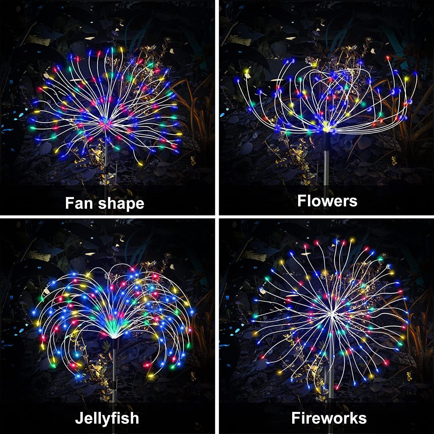 Solar Fireworks Lights Outdoor – 4 Pack, 420 LED, 8 Modes, Waterproof