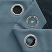 Blue Herringbone Eyelet Curtains – Thermal Insulated 72 Inch Drop, 2 Panels