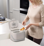 Joseph Joseph Stack 4L Kitchen Compost Caddy – Odour-Control Food Waste Bin, Stone