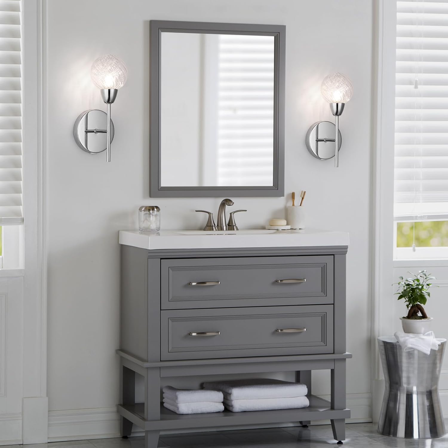 Modern Chrome Wall Lights Set with On/Off Switch
