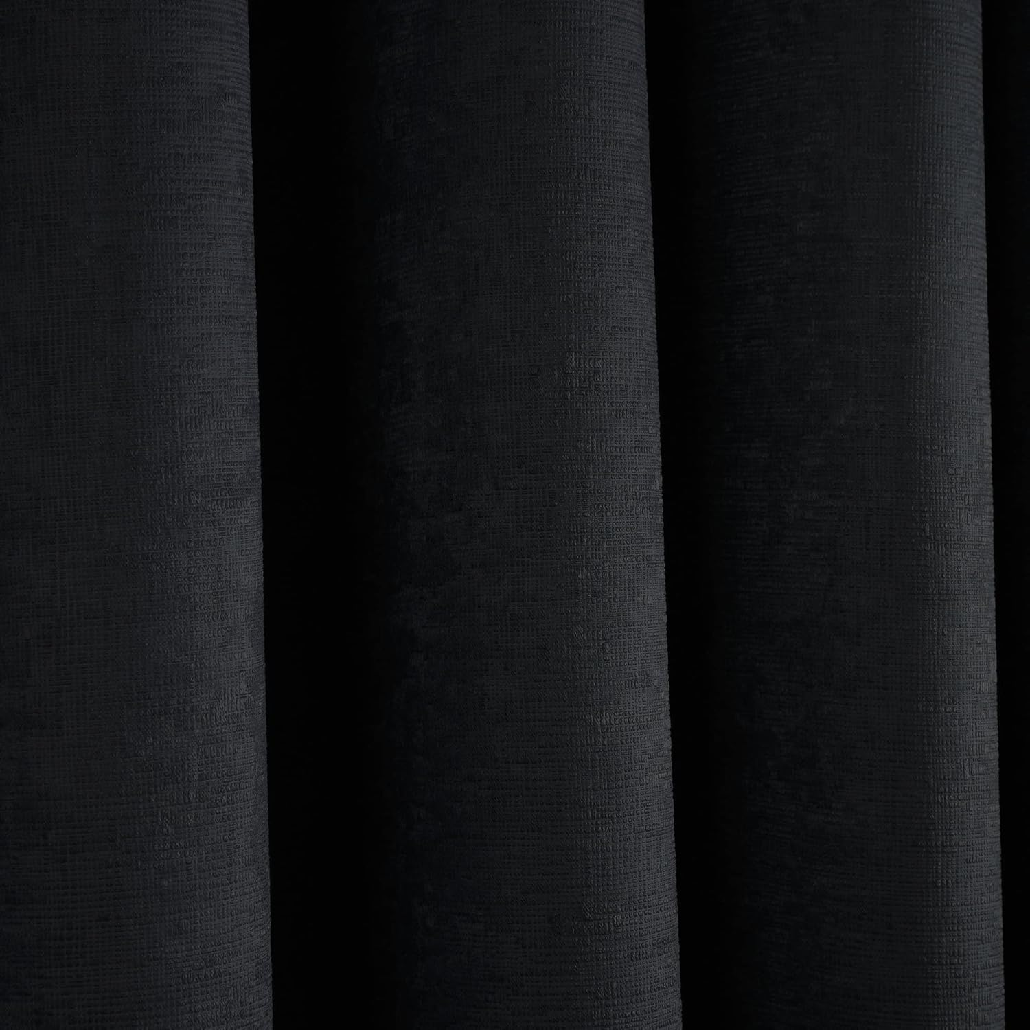 Linen Eyelet Curtains 66x54" – Thermal Soft Drapes, 2 Panels, Black