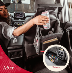Large 9L Spill-Proof Car Trash Bin – Odor-Free Car Rubbish Can with Removable Liner & Pockets