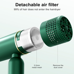 Ionic Hair Dryer – Foldable Lightweight Blow Dryer with Diffuser for Smooth Styling (Green)