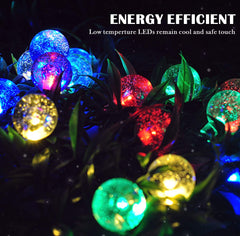 59Ft 100 LED Solar Globe String Lights – Multicolour, Waterproof, 8 Modes