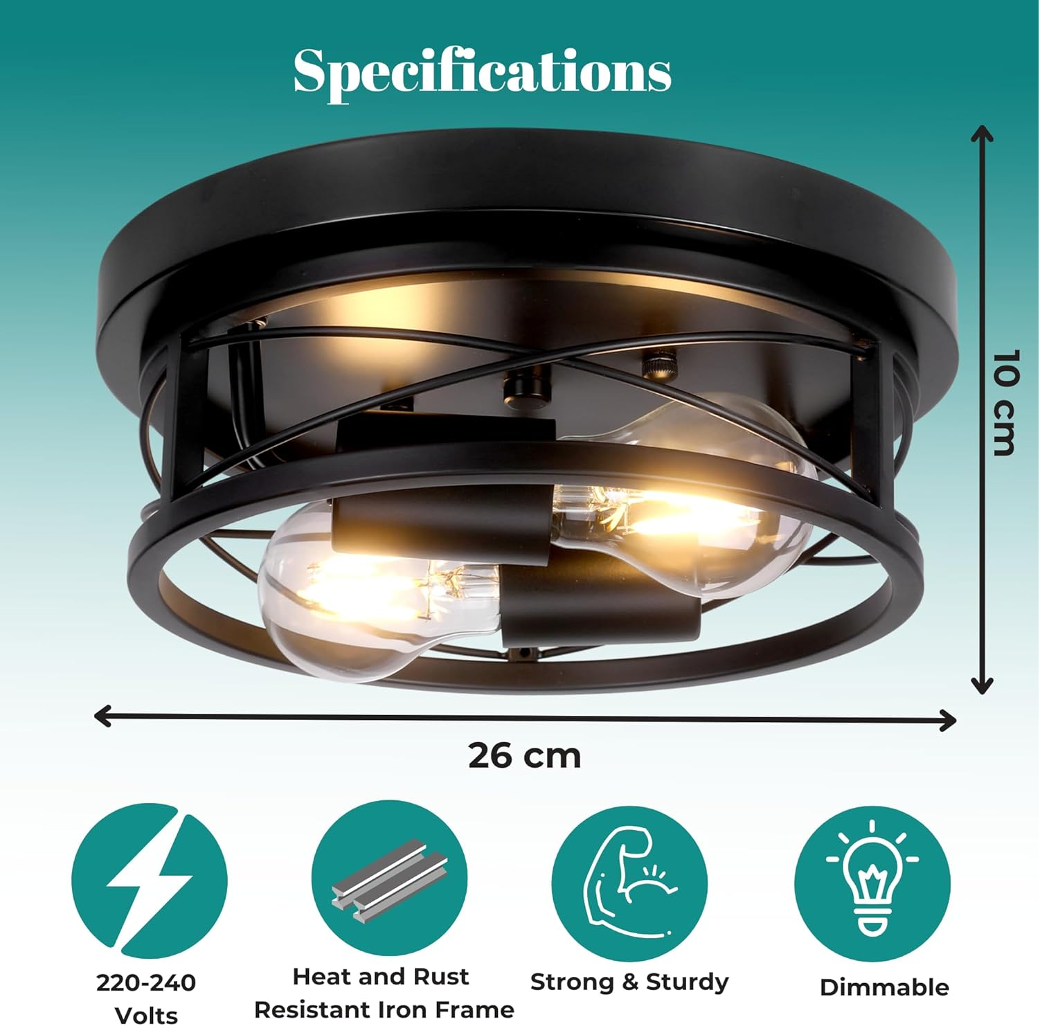 Round Black Ceiling Light, 2-Way Ceiling Lights with E27 Flush Light Fittings Ceilings, Ceiling Lighting for Chandeliers Ceiling Light, Ceiling Lights Living Room
