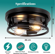 Round Black Ceiling Light, 2-Way Ceiling Lights with E27 Flush Light Fittings Ceilings, Ceiling Lighting for Chandeliers Ceiling Light, Ceiling Lights Living Room