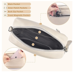 Leather Crossbody Bag for Women – Wide Strap Shoulder Handbag with Card Holder