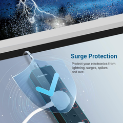 6 Way Extension Lead with Individual Switches – 5M Surge Protected Power Strip, 13A, Black