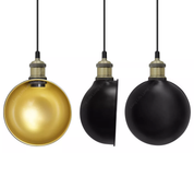 Vintage Antique Bowl Hanging Ceiling Pendant Shade – Black Gold Diner Light H3017