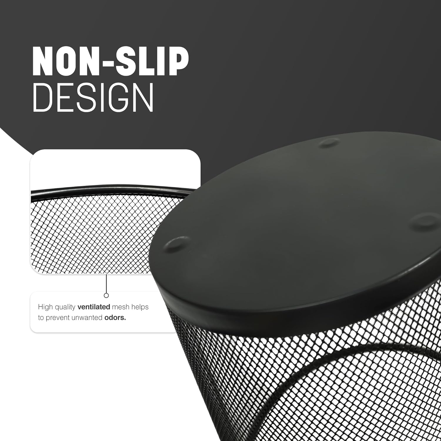 Round Mesh Waste Bin – 1 Pack Black Metal Trash Can for Home & Office Use