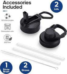 Vacuum Insulated Stainless Steel Water Bottle with Straw & Spout Lids