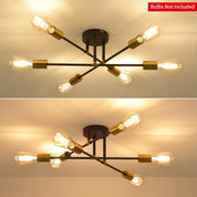 Modern 6-Light Gold Black Sputnik Ceiling Light, E27 Base