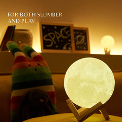 3D Moon Lamp 11.9cm with Wooden Base, Night Light for Home Decor, Best Gift for Kids and Adults