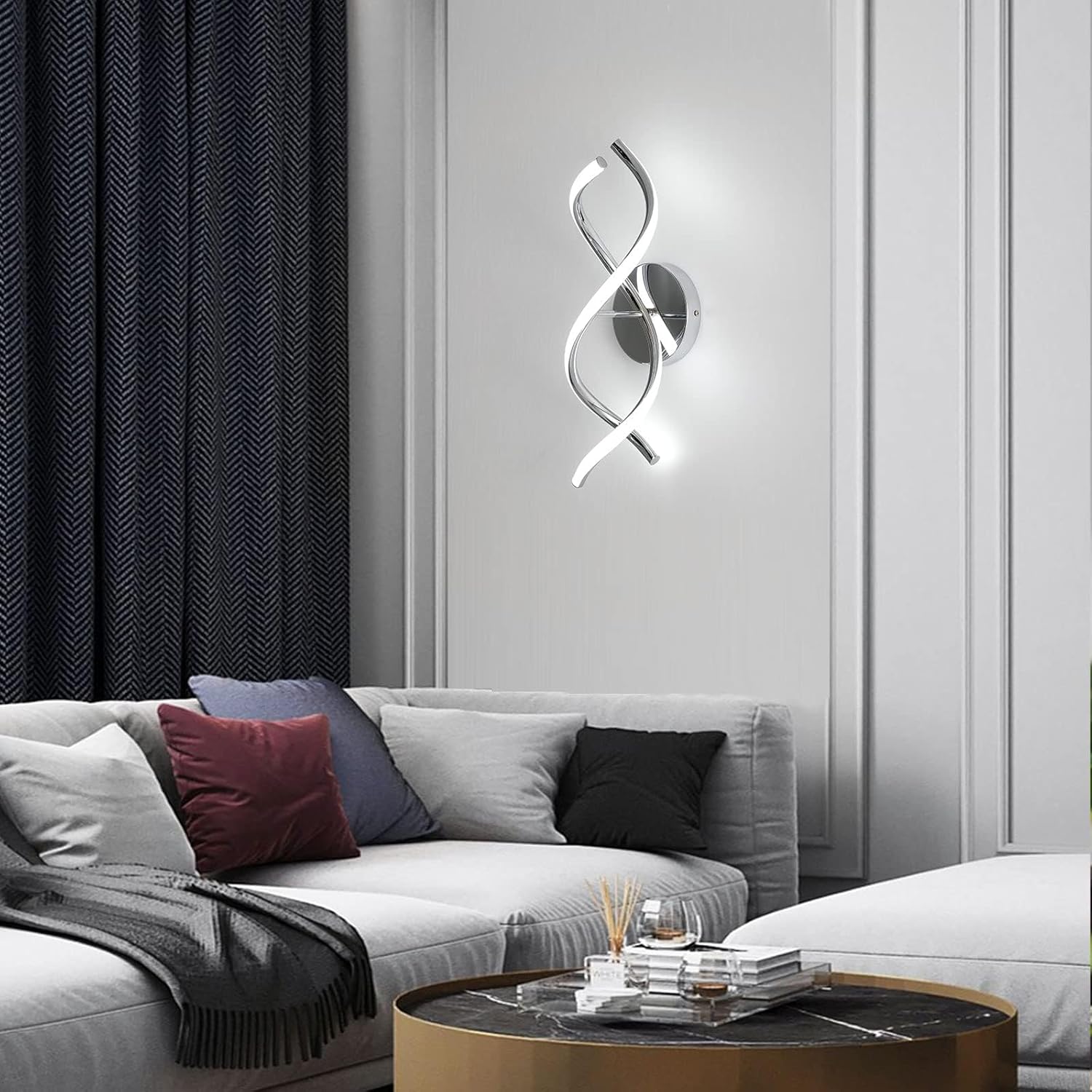 Modern Chrome Spiral LED Wall Lamp – 24W Cool White Light