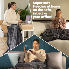 Electric Heated Throw Blanket 160x130cm – 9 Heat Levels, Timer & Auto Shut-Off, Grey