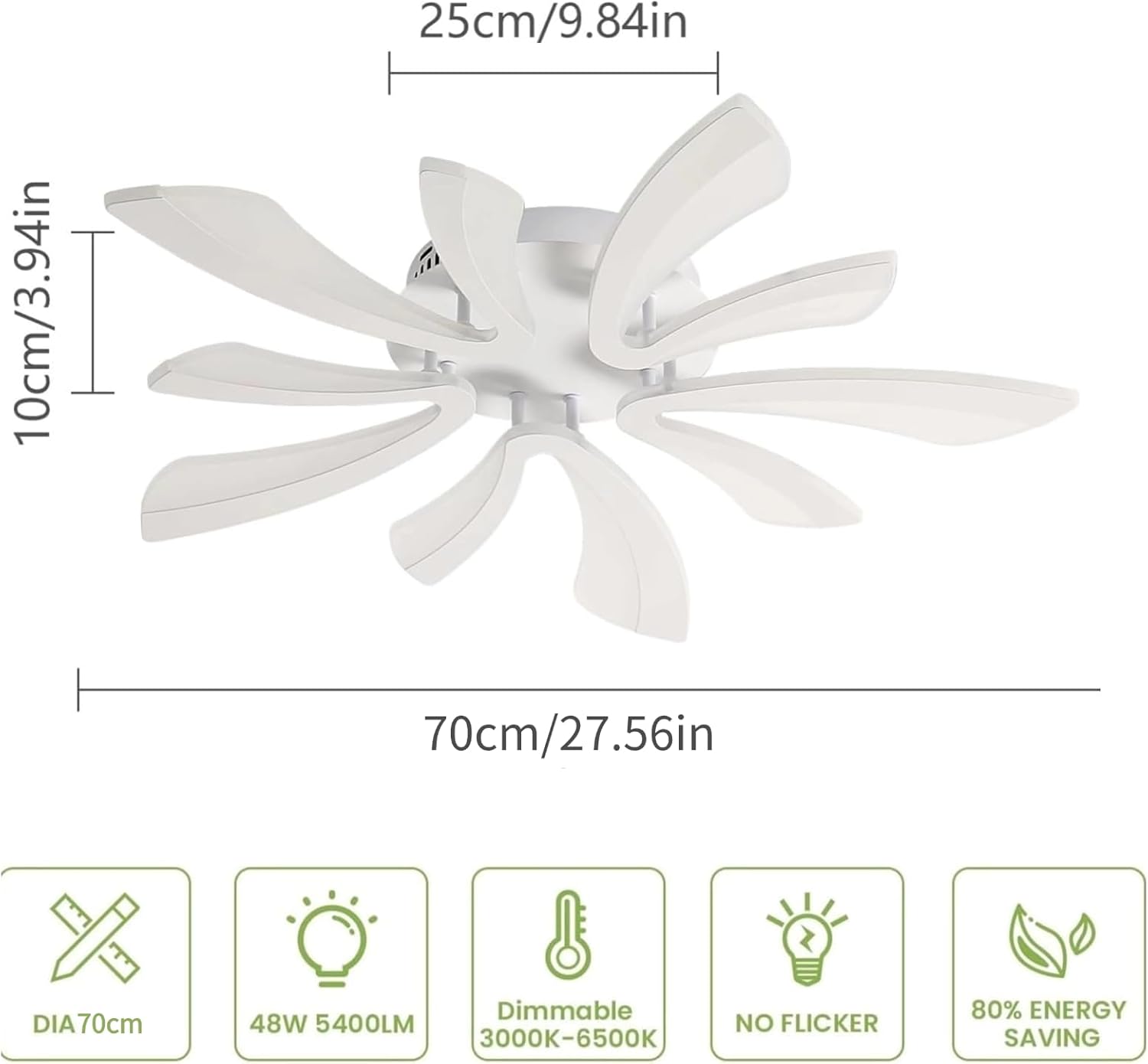 Dimmable 48W LED Ceiling Light with Remote, 71cm