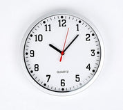 23cm Modern Wall Clock – Large Easy Read Numbers, White Dial & Silver Frame